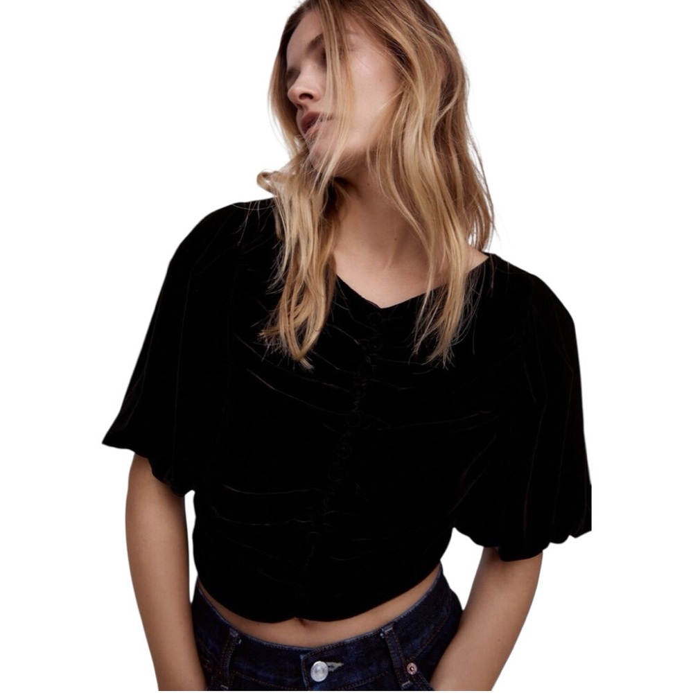 Zara Black Velvet Top